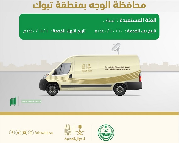 موجودين وحدة الأحوال المدنية المتنقلة تقدم خدماتها في محافظة الوجه بمنطقة تبوك